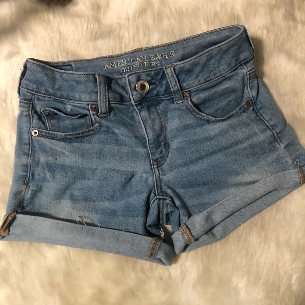 American Eagle Light Wash Midi Shorts